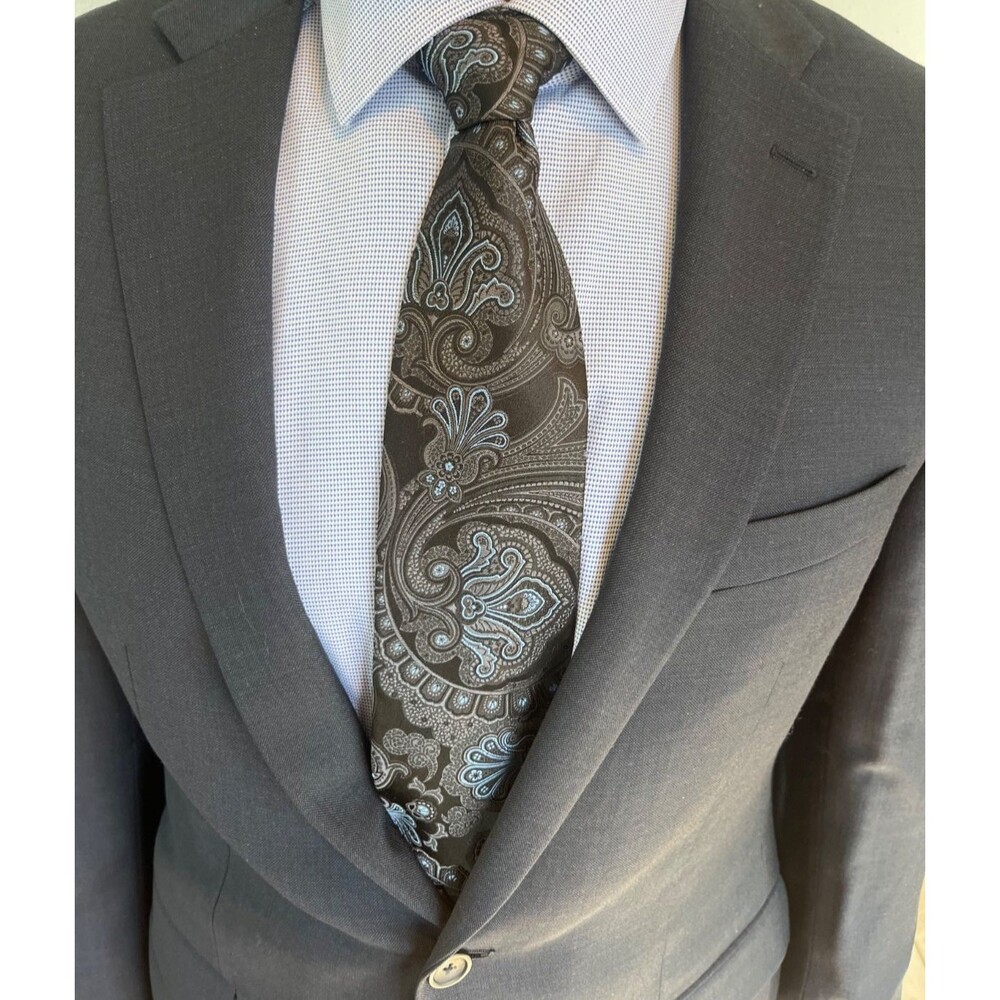 Hart Schaffner Marx Blue Paisley Silk Tie Necktie Classic Business Formal
